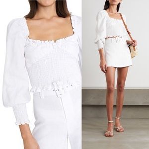 NWT Faithfull the Brand Bel Rose Top. Square neck, balloon sleeves, 100% Linen)